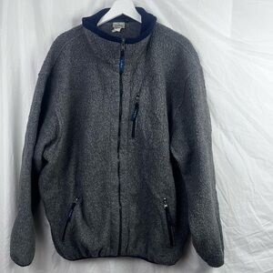 Vintage LLBean deep pile fleece zip up sweater jacket XXL Tall